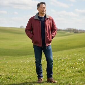 LL BEAN Men's Winter Bomber Jacket Coat Fleece Lined. L Wind Resistant Gorpcore